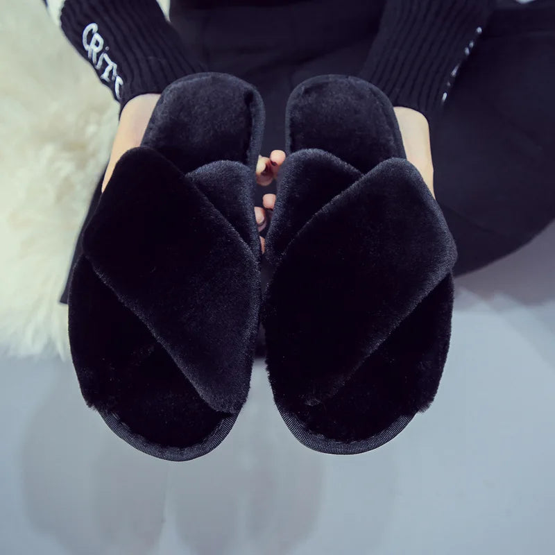 LIESBETH - Dames Winter Sloffen in slippermodel met pluche