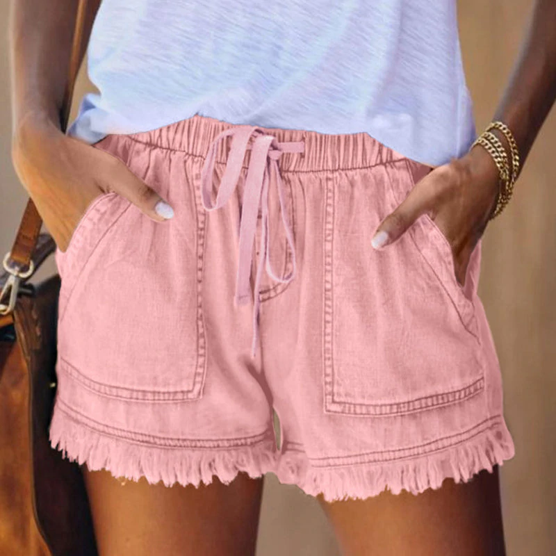 ANIKA - Denim short met hoge taille en stretch