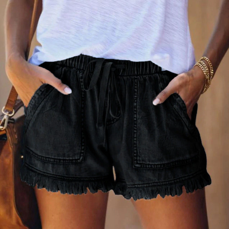 ANIKA - Denim short met hoge taille en stretch