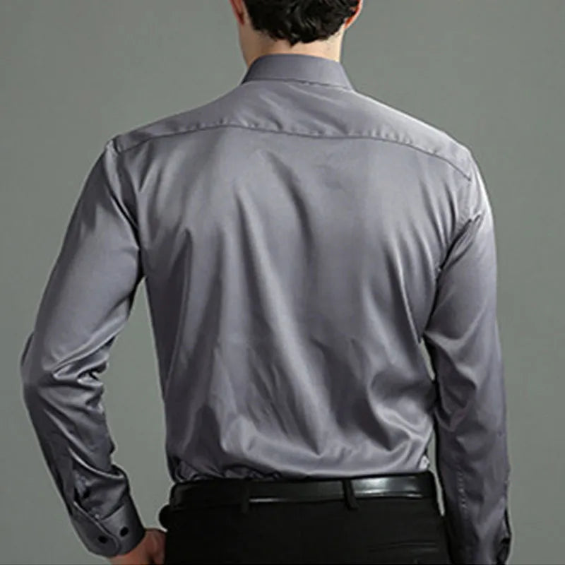 ARNOLD - Business-casual overhemd voor heren - polyester, effen kleur, enkele rij knopen