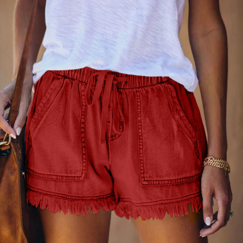 ANIKA - Denim short met hoge taille en stretch