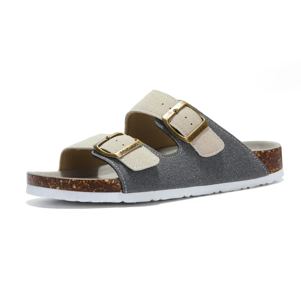 MAX - sandalen met dubbele gesp en suede