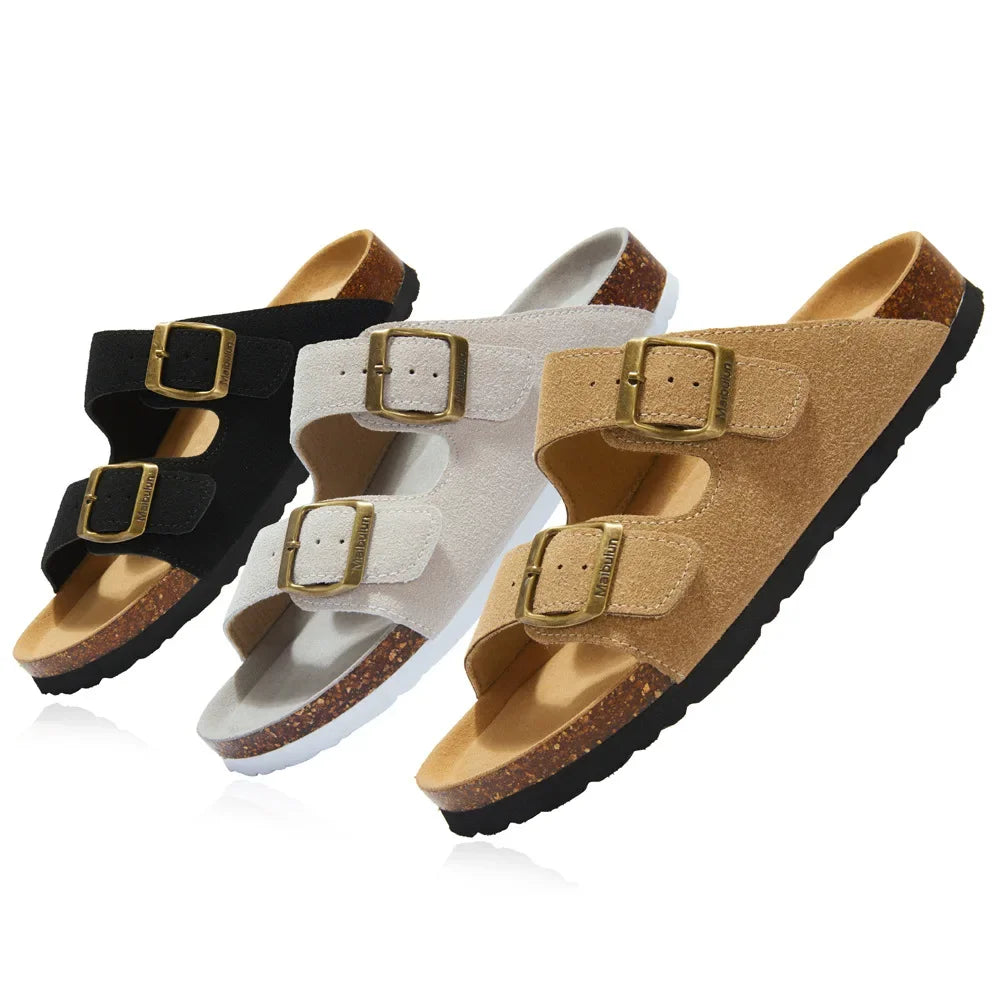 MAX - sandalen met dubbele gesp en suede