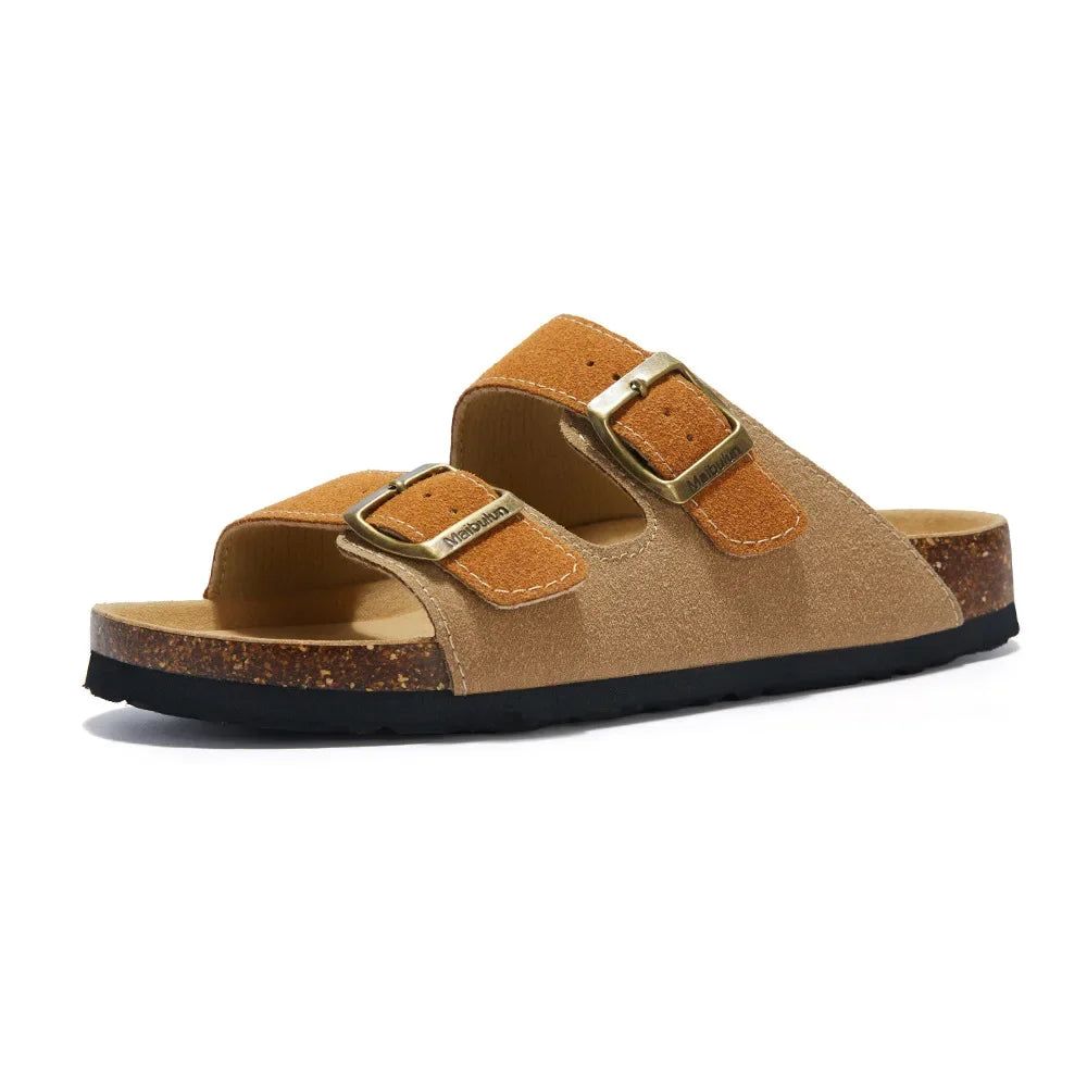 MAX - sandalen met dubbele gesp en suede