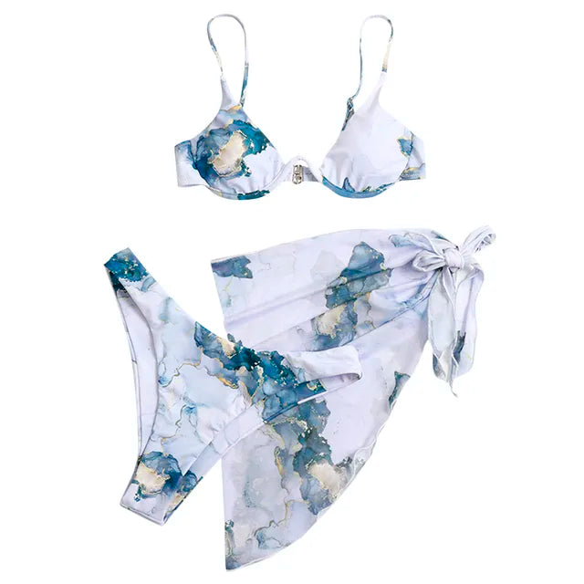 KARIEN - Bohemian Tie-Dye Printed Chiffon Bikini Set voor Vrouwen