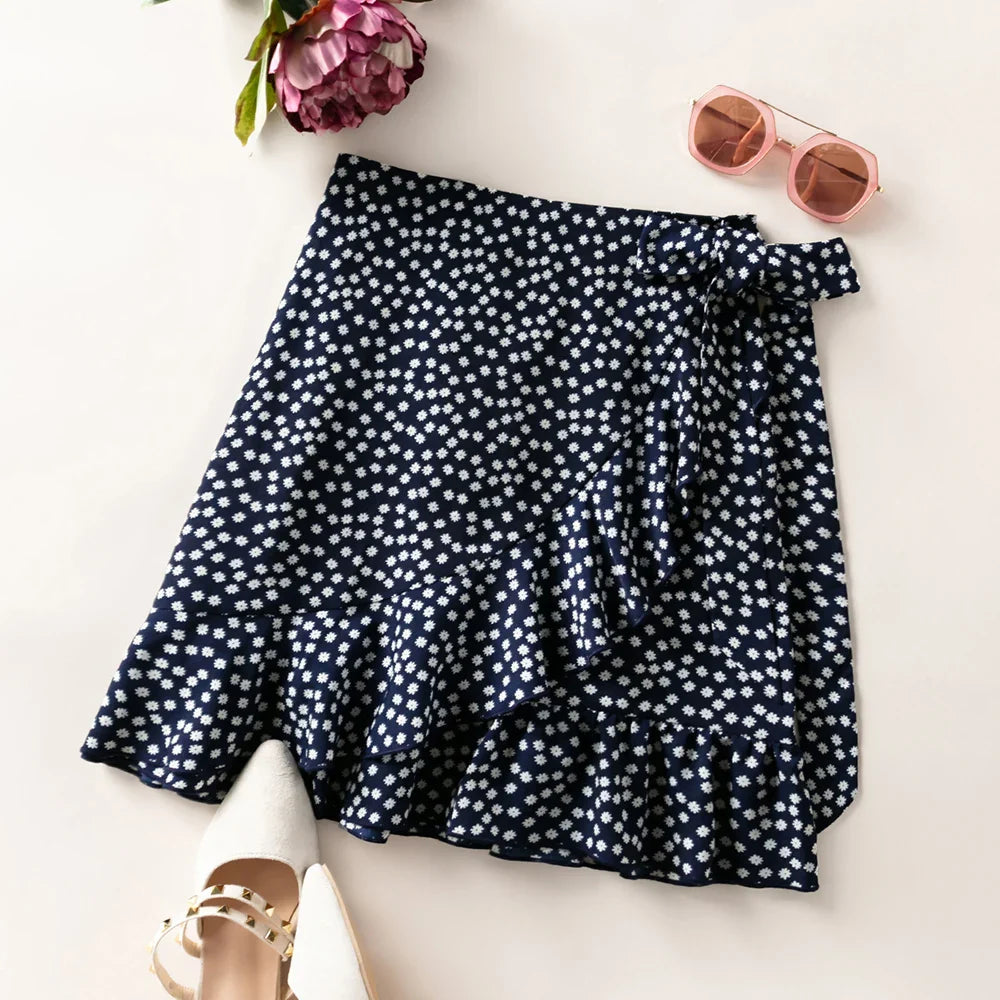 RHIAIN - Polka Dot Bloemen Mini-rok