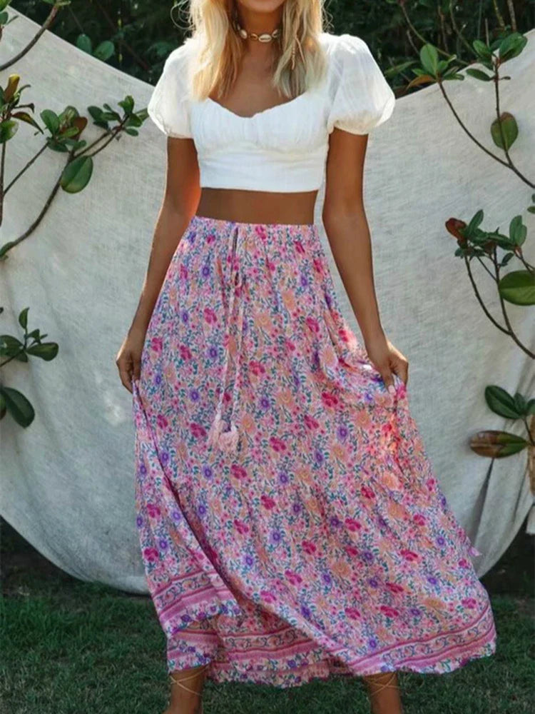 LUNED - Vintage Bloemenprint Rok