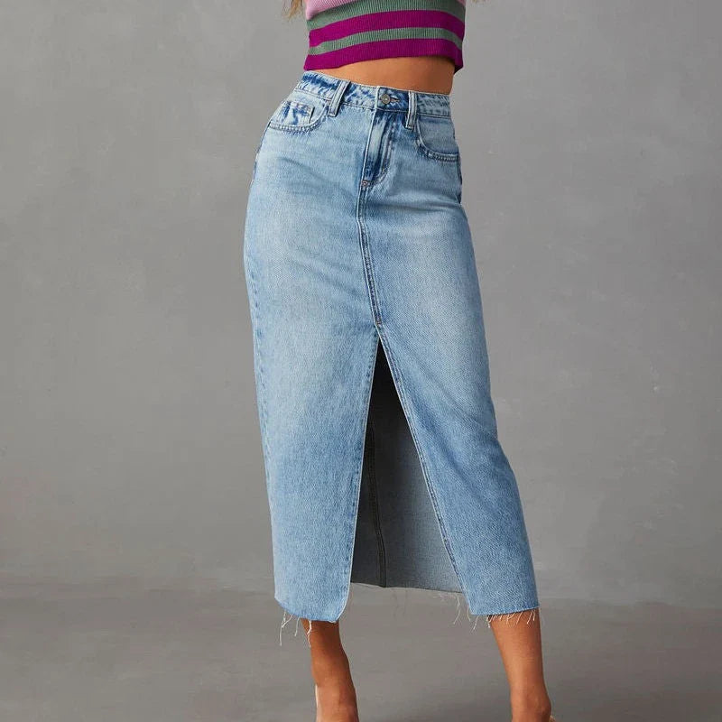 KINSLEY - Vintage Denim Midi-rok