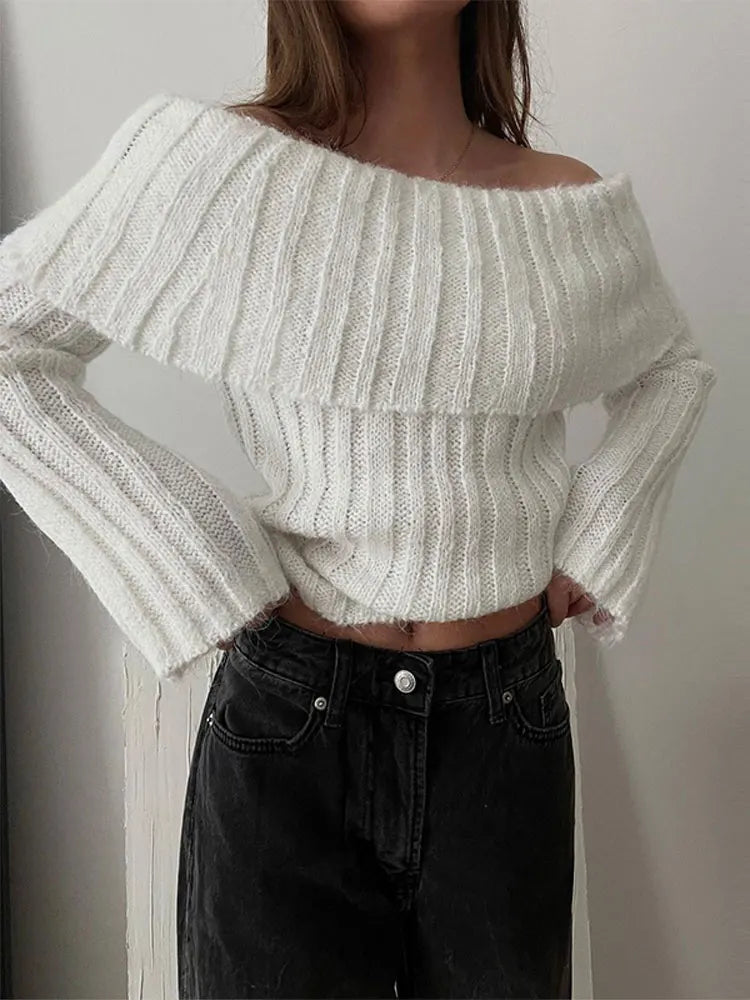 DESIREE - Off-Shoulder Gebreide Trui