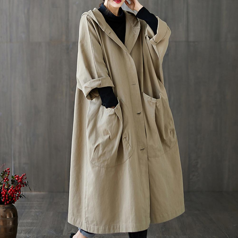 ANNE - Lange trenchcoat met zakken en capuchon