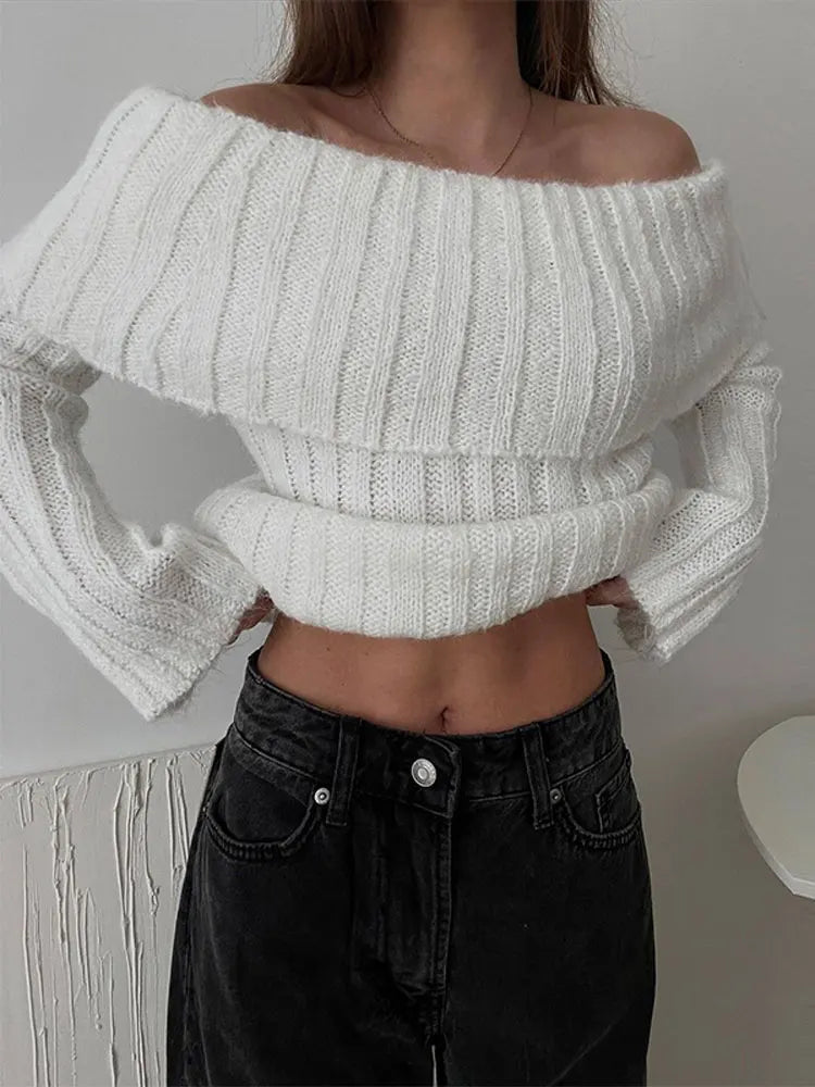 DESIREE - Off-Shoulder Gebreide Trui