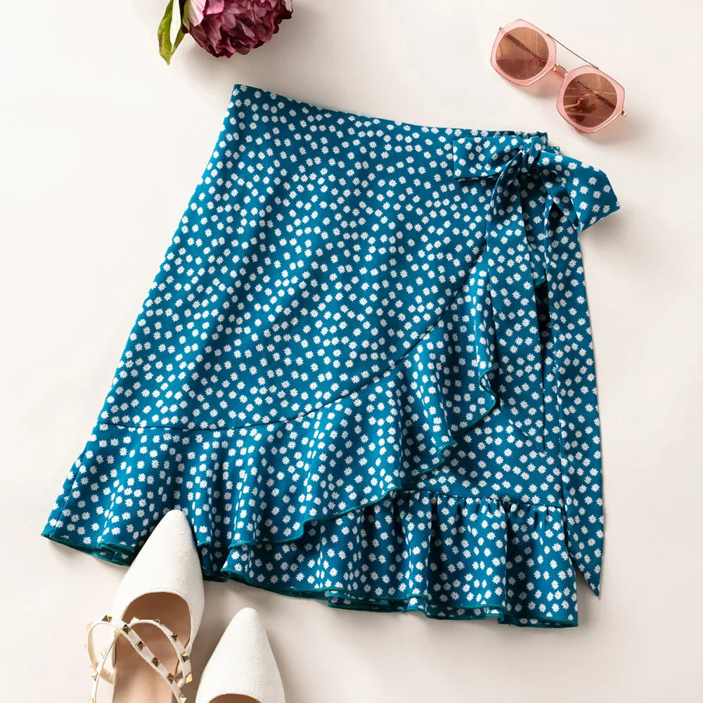 RHIAIN - Polka Dot Bloemen Mini-rok