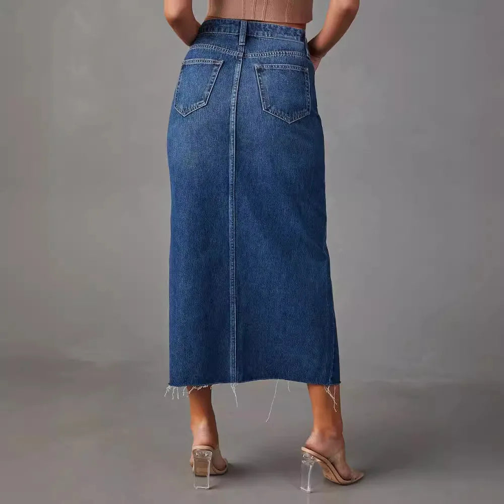 KINSLEY - Vintage Denim Midi-rok