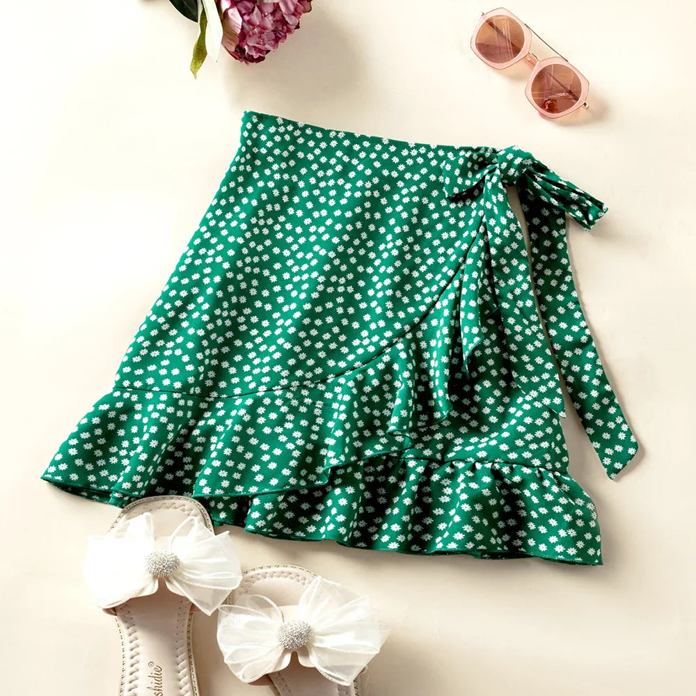 RHIAIN - Polka Dot Bloemen Mini-rok