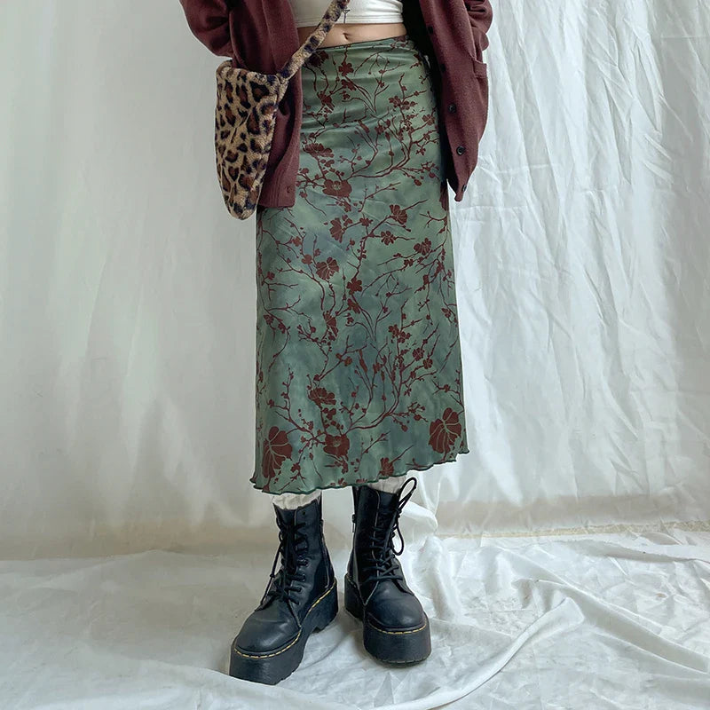 ORIN - Vintage Midi-Rok met Bloemenprint