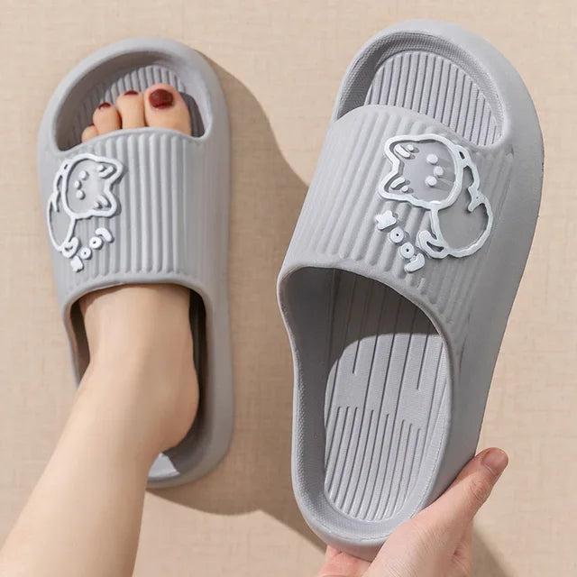 THERESIA - Plateau slippers met kat cartoonanimatie voor dames