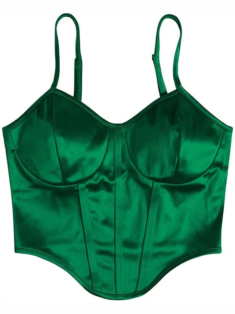 Veronica - Dames Spaghetti Band Satijn Crop Camisole