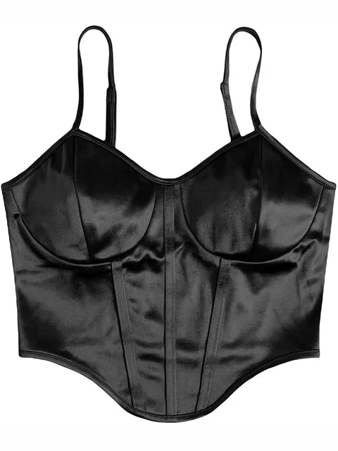 Veronica - Dames Spaghetti Band Satijn Crop Camisole