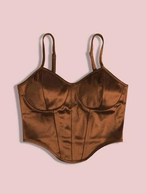 Veronica - Dames Spaghetti Band Satijn Crop Camisole