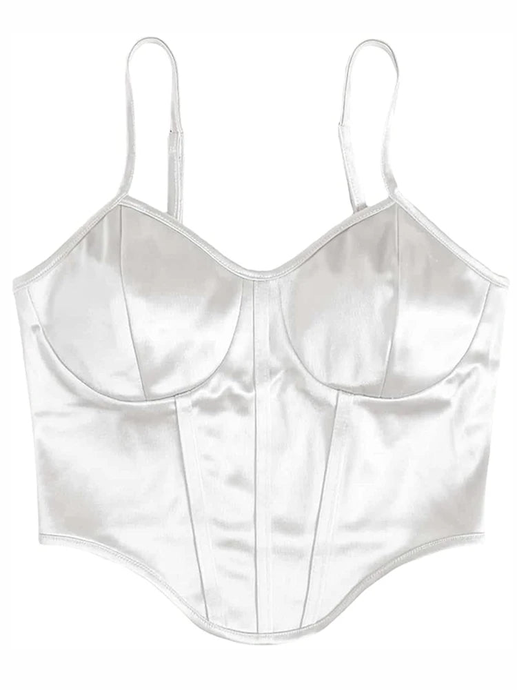 Veronica - Dames Spaghetti Band Satijn Crop Camisole